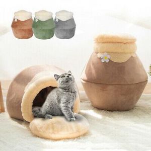 Winter Warm Dog Puppy Pet Cat Bed House Sofa Kennel Igloo/Cave Nesting Bed Mat
