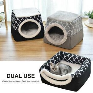 Pet Cat Dog Nest Bed Puppy Soft Basket Kennel Mat Warm Cave Home Winter Igloos